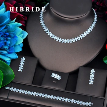  HIBRIDE Новый дизайн В форме листа, Наборы ювелирных изделий для новобрачных в Дубае Для женщин, свадебные аксессуары, подарки для вечеринок N-735