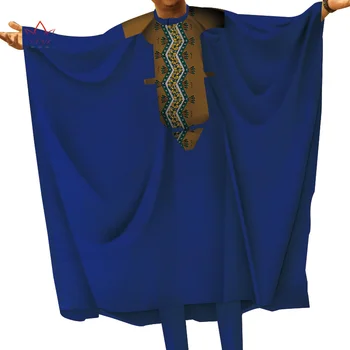  Базен Рише Африканский Дизайн Одежды Дашики Мужские Комплекты Брюк из 2 предметов Повседневная Мужская Африканская Одежда Топ Халаты и Брюки Наборы WYN712