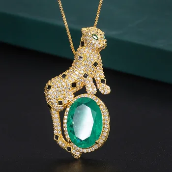  Двухцветное Новое Винтажное Ожерелье с Имитацией Изумрудного Леопарда 2022 Года
