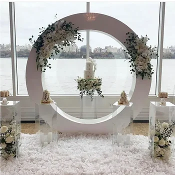  Красочное Свадебное украшение Розово-Белый Арочный фон Подставка Акриловый Арочный фон для Вечеринки