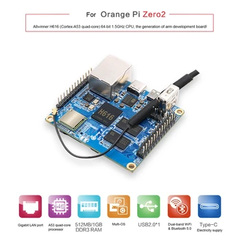  Лидер продаж-Для Orange Pi Zero2 Allwinner H616 64-Разрядная Cortex-A53 1 ГБ DDR3 BT5.0 Wifi телеприставка Плата разработки + Плата расширения